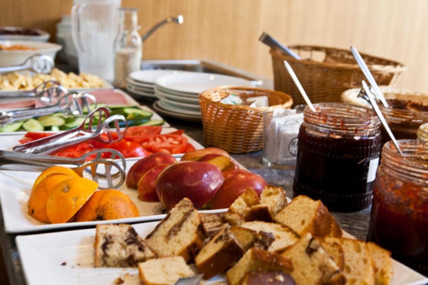 A breakfast table laid out at the accommodation.